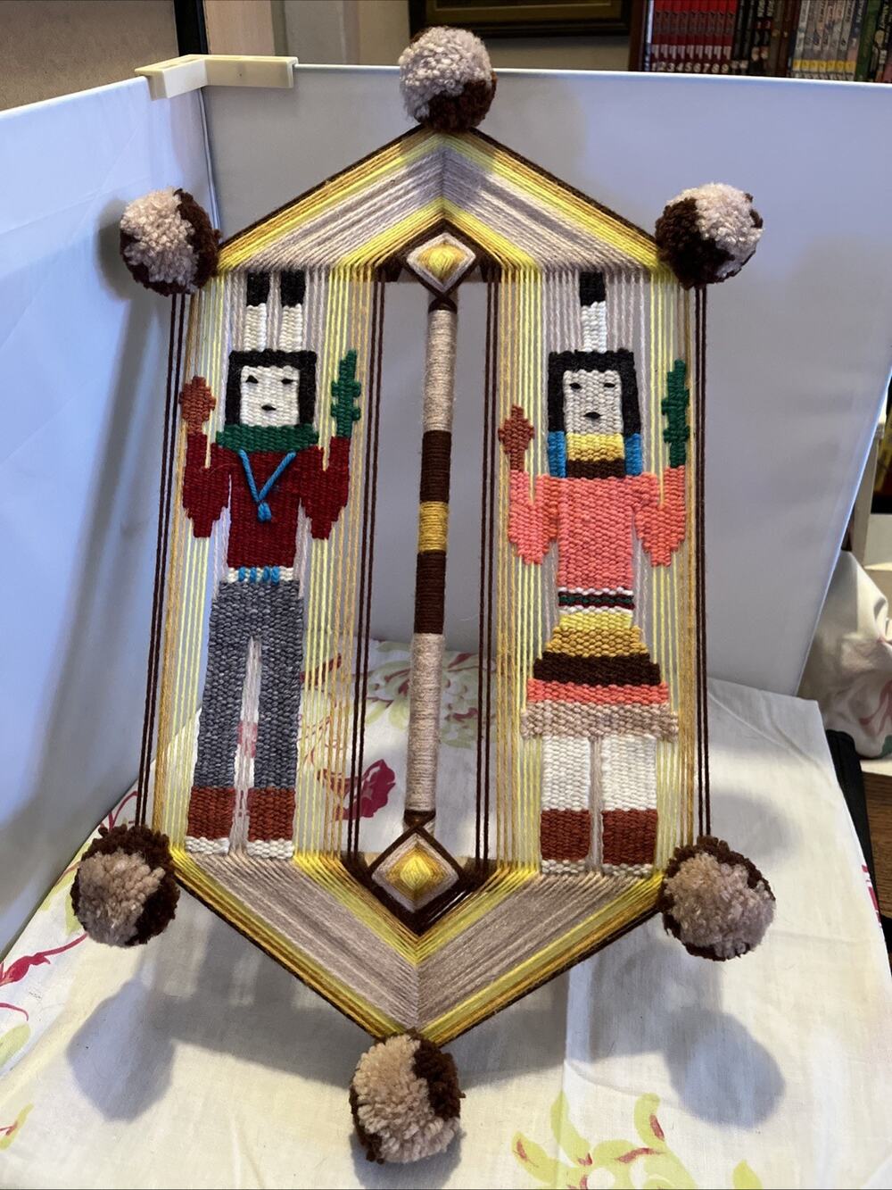 Navajo Wool Yarn Weaving Floating Loom Wall Hanging